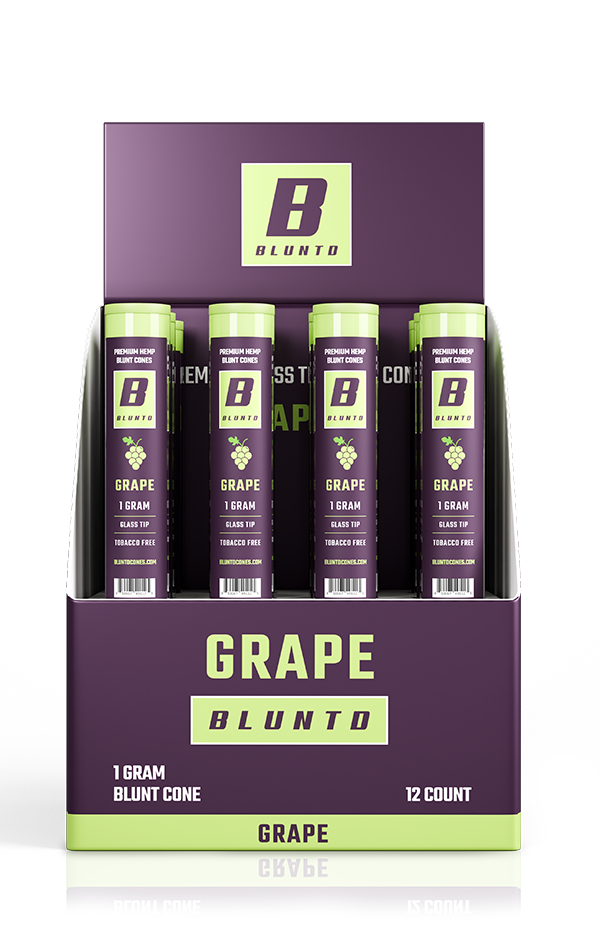 BLUNTD 1g 12-pack grape cones, full-size image.