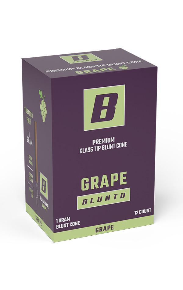 BLUNTD 1g 12-pack grape cones with new design.
